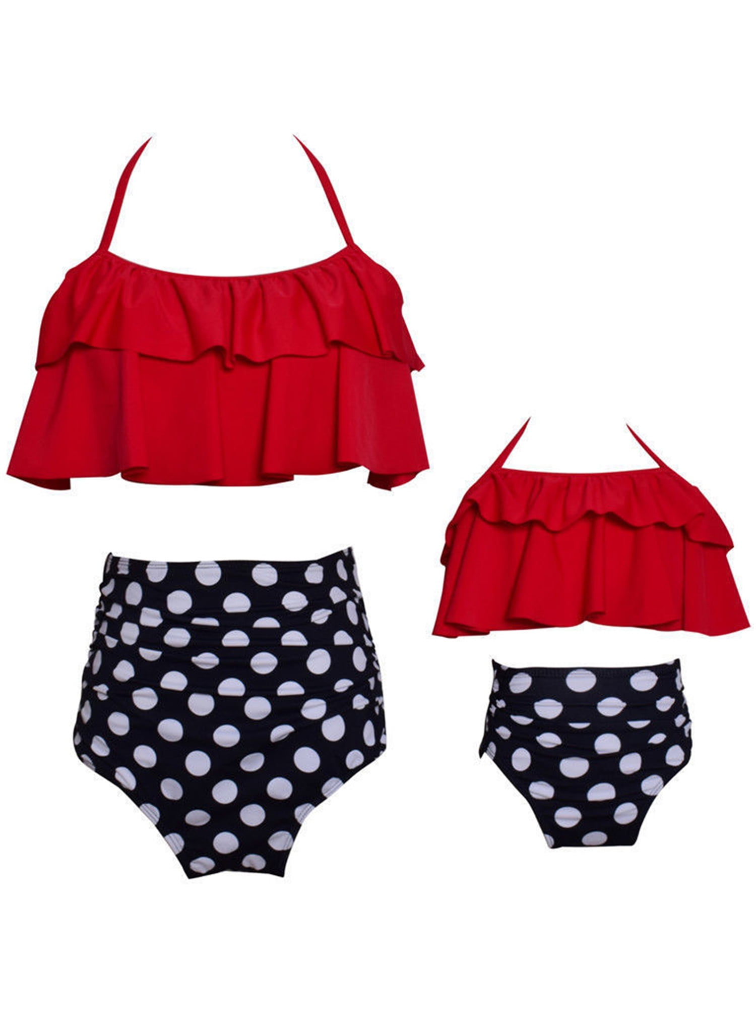 Aunavey Summer Cute Women Baby Girls Bikini Set Family Matching