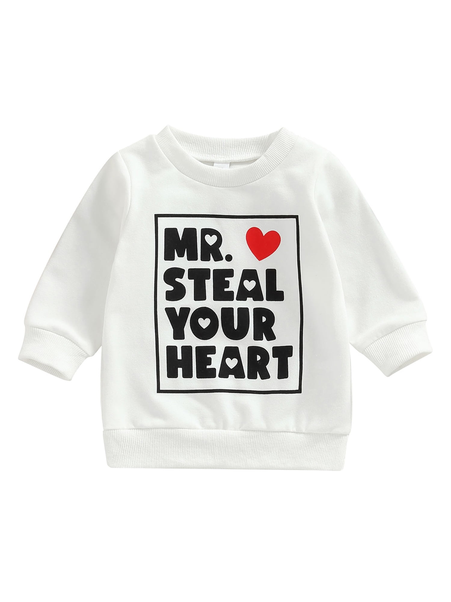 Aunavey Toddler Baby Boys Girls Valentine\'s Day Sweatshirt MR. Steal Your  Heart Pullover Spring Clothes Top