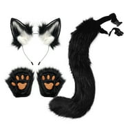 Aunavey Transform into a Fox with Women's Costume Accessories: Furry Gloves, Ears, and Tail Set