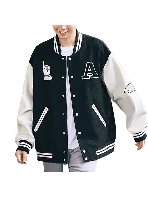 Varsity Jacket Women Girl Vintage Relaxed Casual Fit Button Down College Baseball Coat