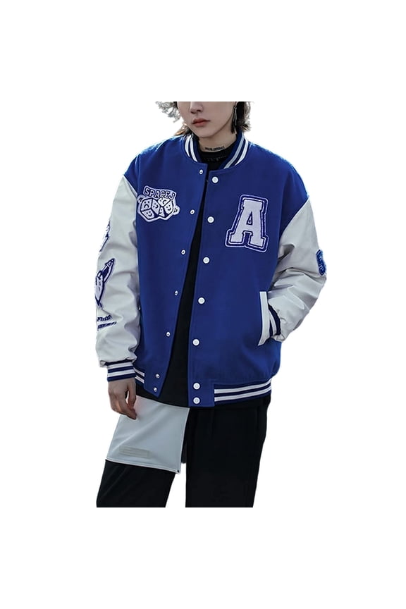 Varsity Jacket Women Girl Vintage Relaxed Casual Fit Button Down College Baseball Coat