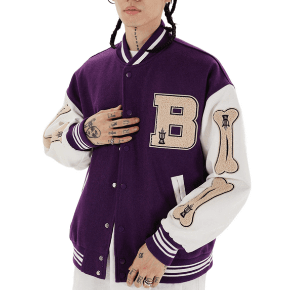 Aunavey Varsity Jacket Women Girl Vintage Relaxed Casual Fit Button Down College Baseball Coat