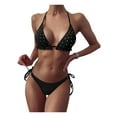 thumbnail image 1 of Aunavey Women 2 Piece Shiny Diamond Crystal Bathing Suit Bikini Sexy Push Up Swimwear for Party Rave Clubwear, 1 of 8