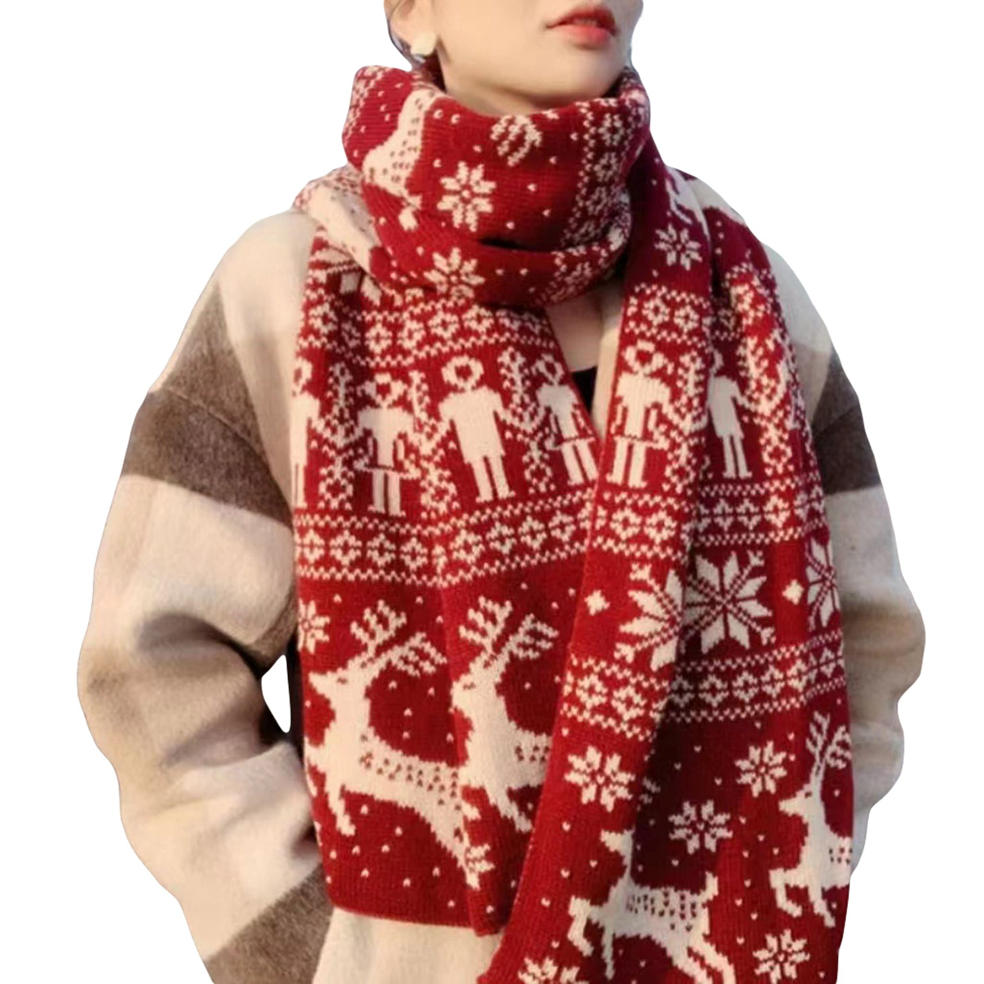 Aunavey Women Christmas Reindeer Snowflake Winter Warm Knit Long