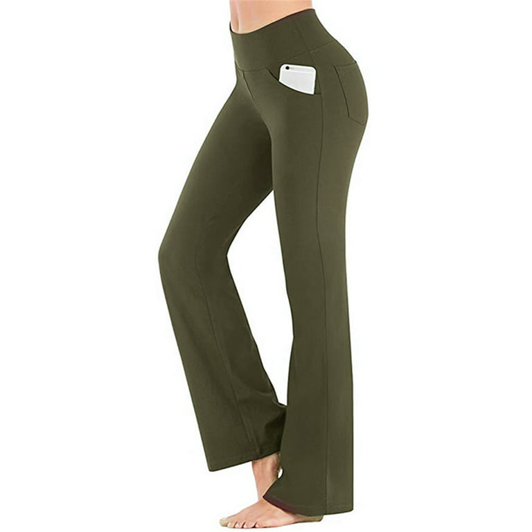 Unatoiry Women Yoga Pants Fold Over Waistband Flared Boot Leg Yoga Workout  Pants Gray S 