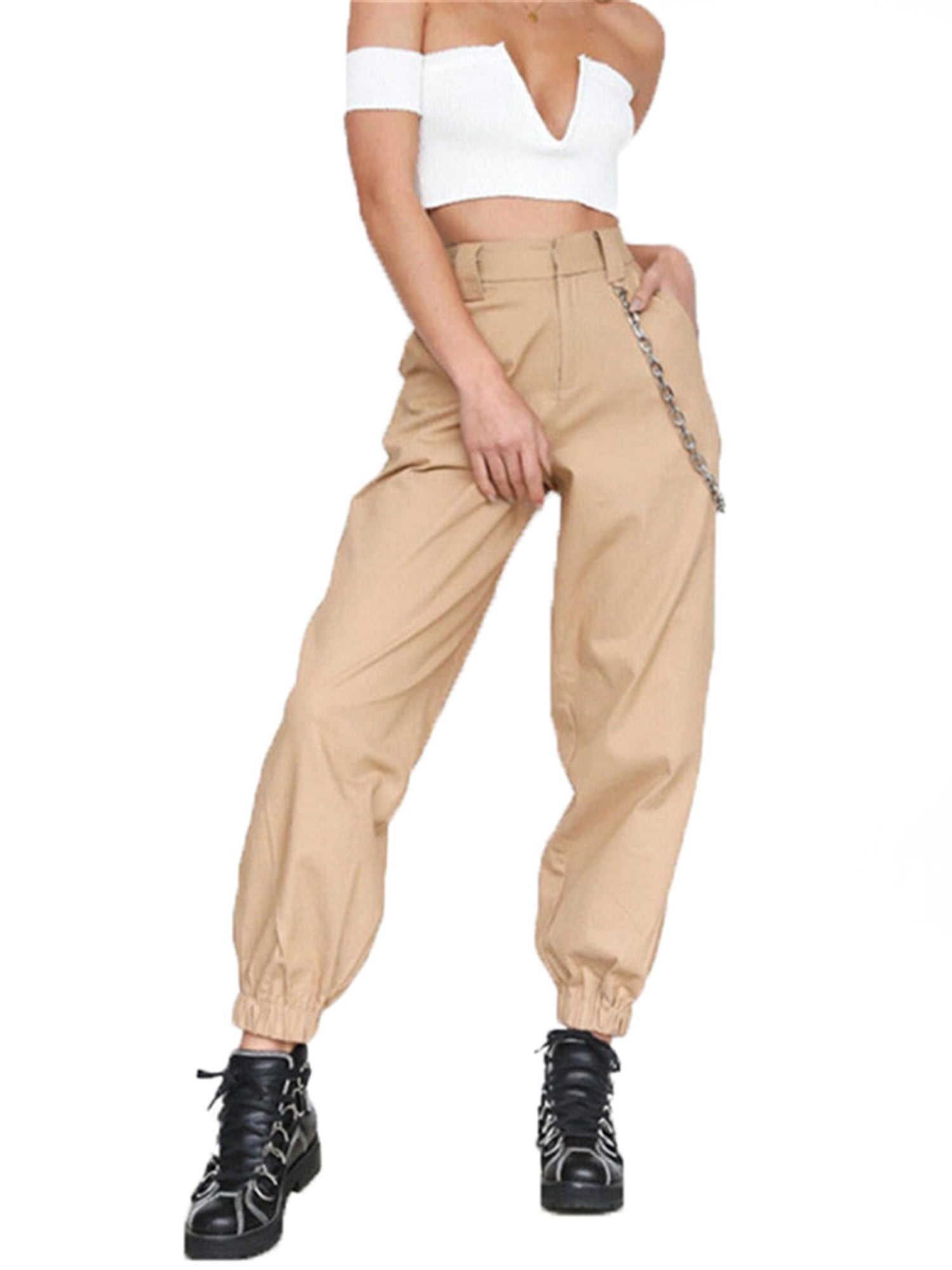 TZFCHRCOV Women Cargo Pants Harem Pants Punk Jogger Trousers with Chain  Harajuku Elastics High Waist Men Streetwear Black M : : Clothing,  Shoes & Accessories