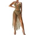 thumbnail image 1 of Aunavey Women Sexy Beach Coverups Summer 2 Piece Outfits Crochet Mesh Fishnet Bikini Top and Maxi Skirt Set, 1 of 4