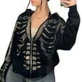 thumbnail image 1 of Aunavey Women Y2K Oversized Zip Up Hoodie Graphic Skeleton Skull Gothic Sweatshirt Hooded Jacket, 1 of 8