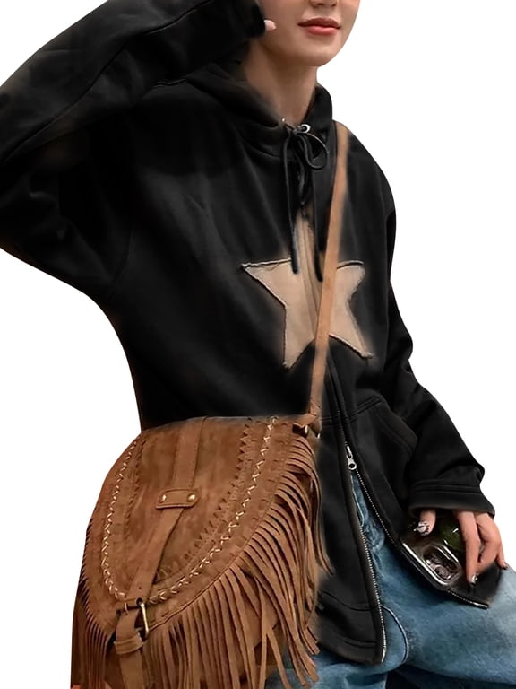 Women Y2K Zip Up Hoodie Casual Graphic Sweatshirt Aesthetic Long Sleeve Jacket with Pockets