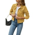 thumbnail image 1 of Aunavey Women's Basic Button Down Long Sleeve Stretchy Jean Trucker Denim Jacket, 1 of 8