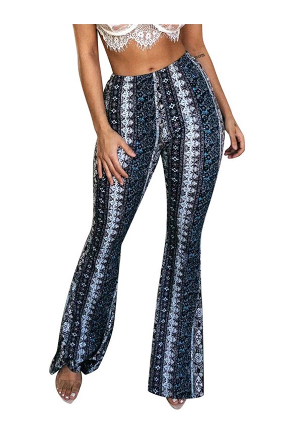 Women's High Waist Wide Leg Flare Long Palazzo Bell Bottom Yoga Pants