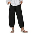 thumbnail image 1 of Aunavey Women's Linen Capri Pants Loose Cropped Wide Leg Pants Floral Lightweight Trousers with Pockets, 1 of 8