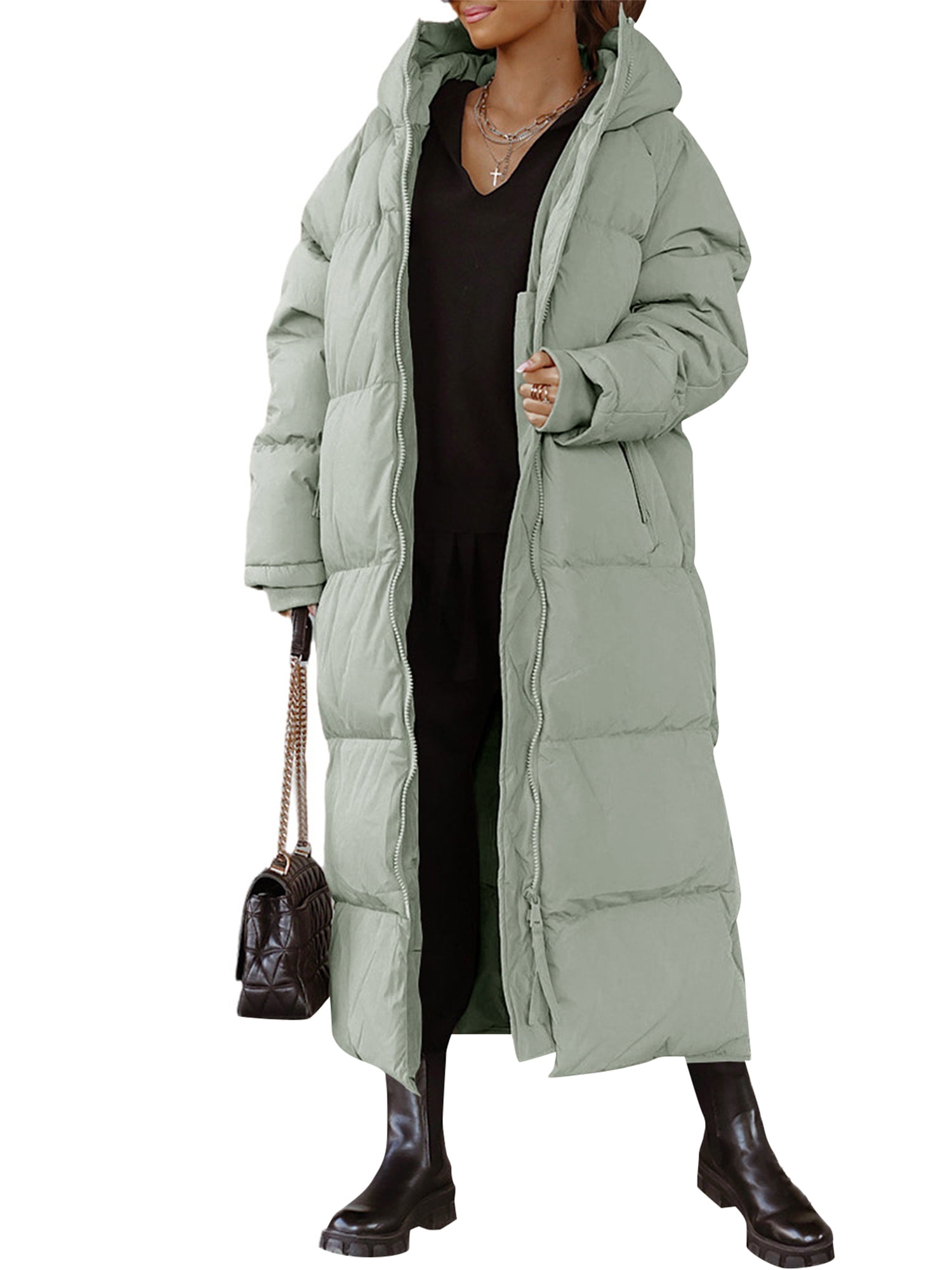 Aunavey Women's Long Quilted Coat Winter Thickened Puffer Aunavey Women's Long Quilted Coat Winter Thickened Puffer
