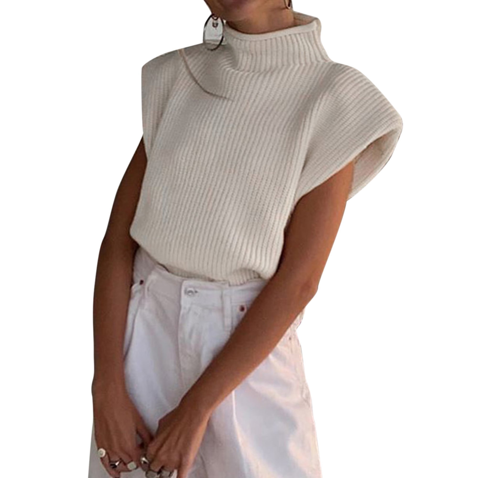 Mock Neck Short Sleeve Sweater Tank main image 0