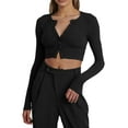thumbnail image 1 of Aunavey Women's Open Front Rib Knit Cropped Bolero Shrug Cardigan Sweater Long Sleeve V-Neck Button Down, 1 of 8