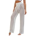 thumbnail image 1 of Aunavey Womens Crochet Net Hollow Out Beach Pants Sexy Knit Swimsuit Cover Up Pants, 1 of 8