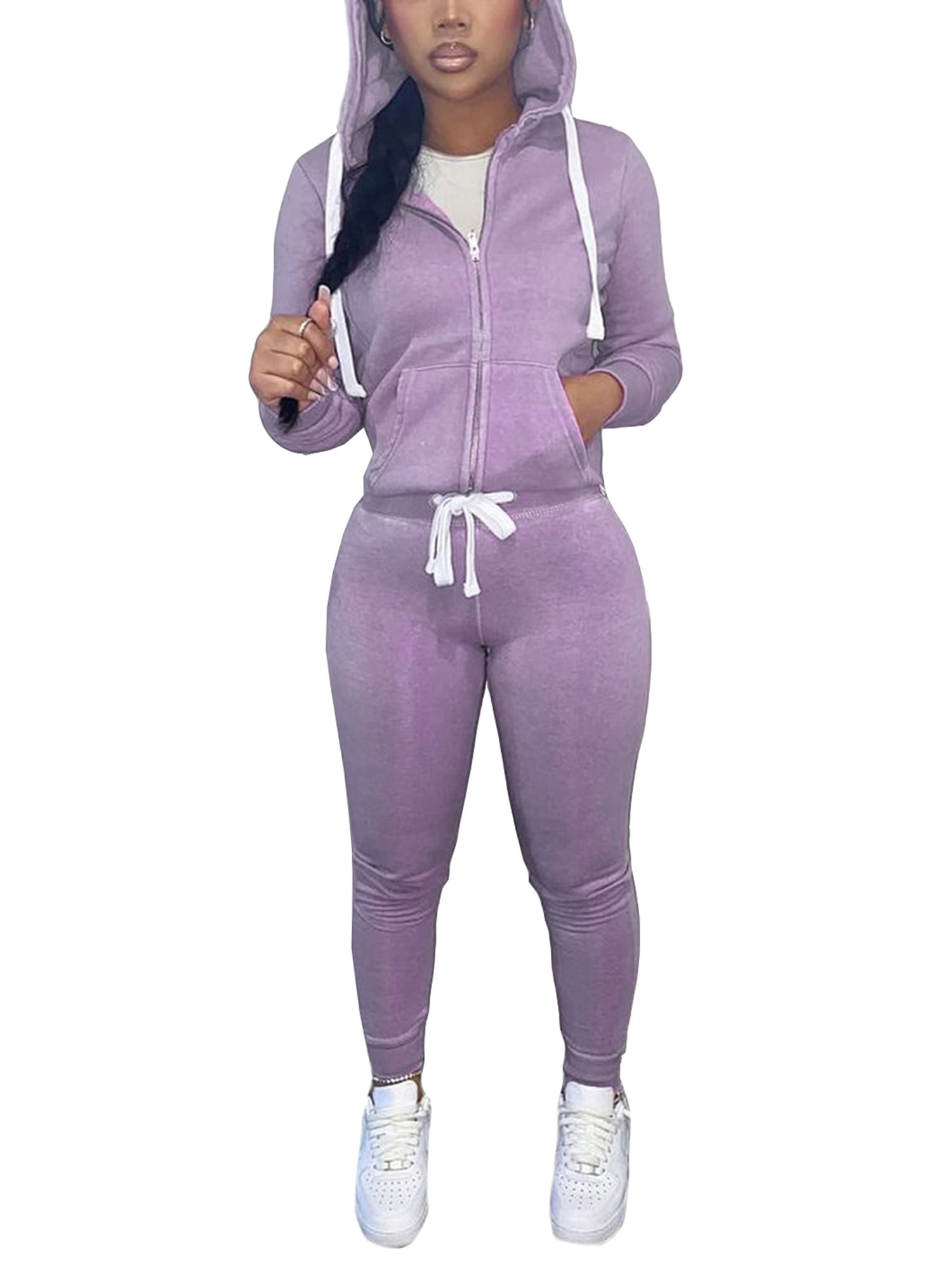 Aunavey Womens Jogging Suits Sets Running Outfit Zipper Warm Up 2 Pieces  Hoodie and Pant Tracksuit