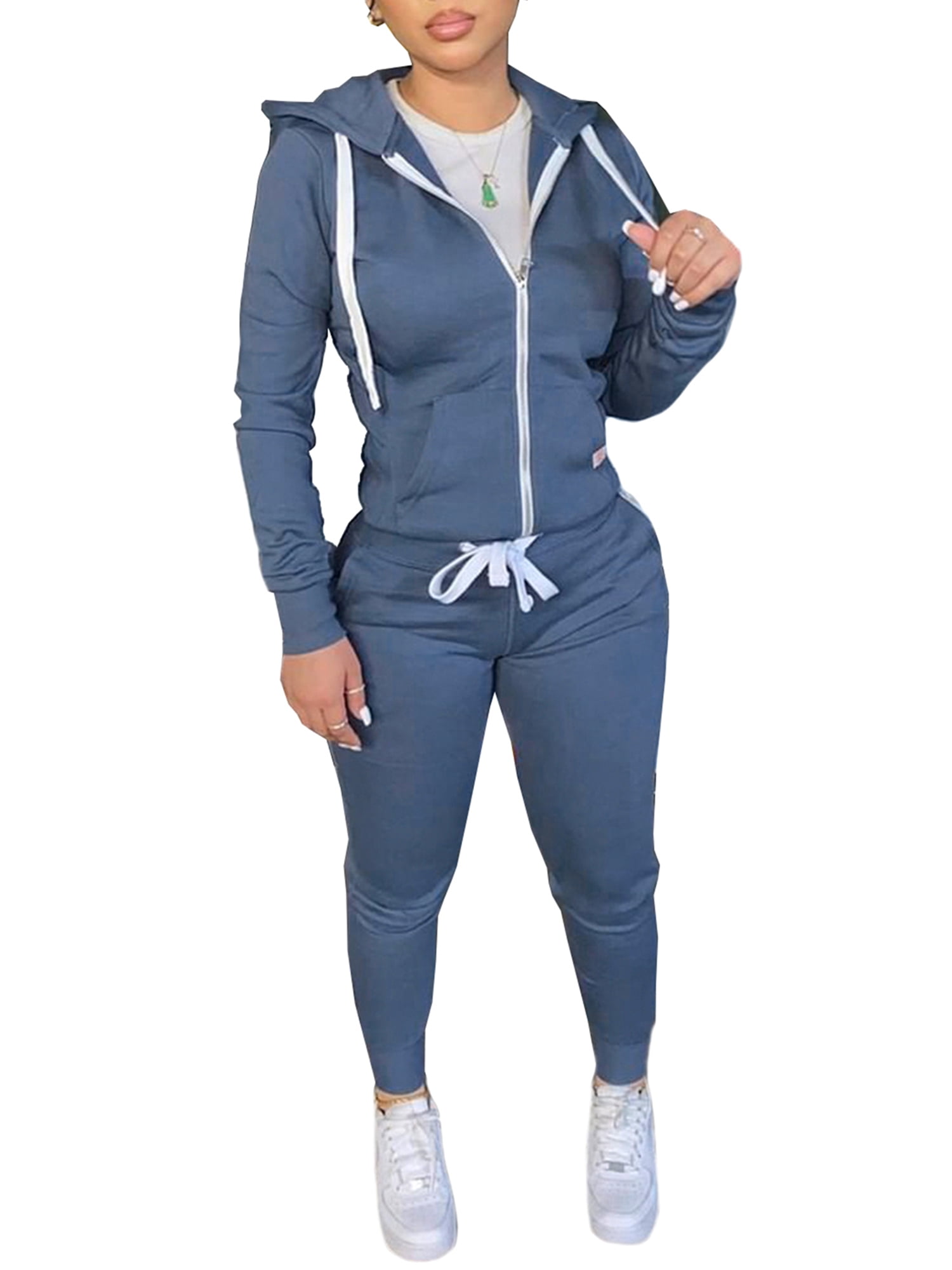 Aunavey Womens Jogging Suits Sets Running Outfit Zipper Warm Up 2 Pieces  Hoodie and Pant Tracksuit