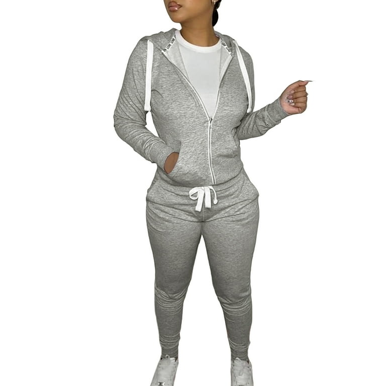 Aunavey Womens Jogging Suits Sets Running Outfit Zipper Warm Up 2 Pieces  Hoodie and Pant Tracksuit