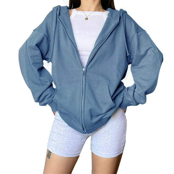 Aunavey Womens Long Sleeve Hooded Sweatshirt Hoodies Zip Up Track Jacket with Pockets
