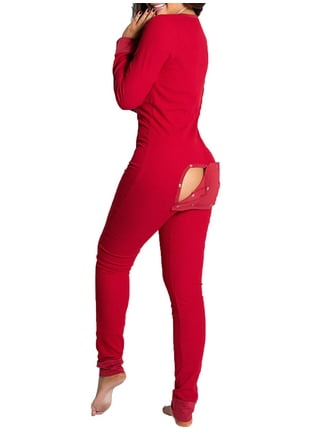 Red Union Suit Sleeper Pajamas with Funny Rear Flap DANGER BLASTING AREA  - Walmart.com