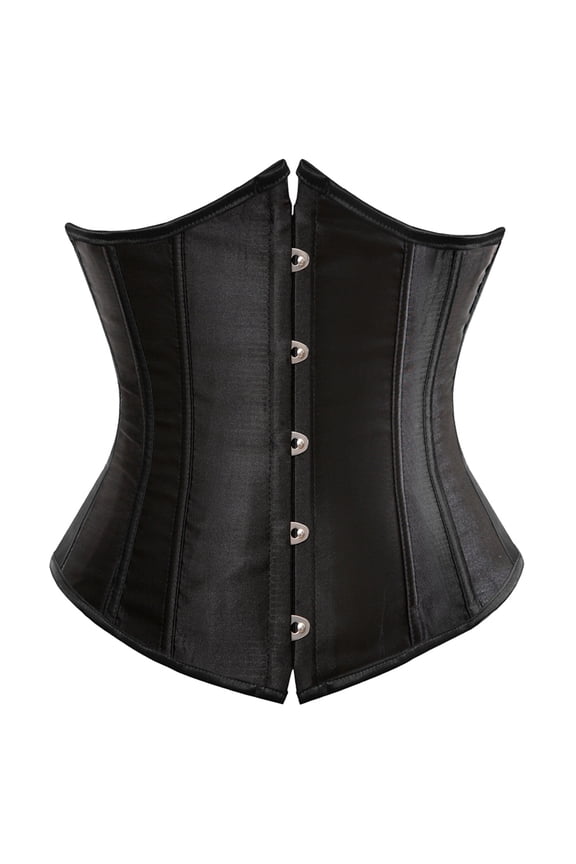 Womens Satin Corset Underbust Boned Waist Cincher Bustier Girdle Shaper