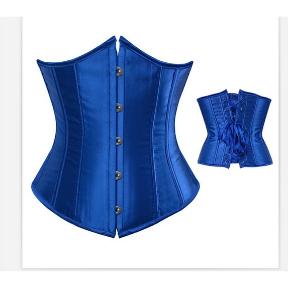 Aunavey Womens Satin Corset Underbust Boned Waist Cincher Bustier Girdle Shaper