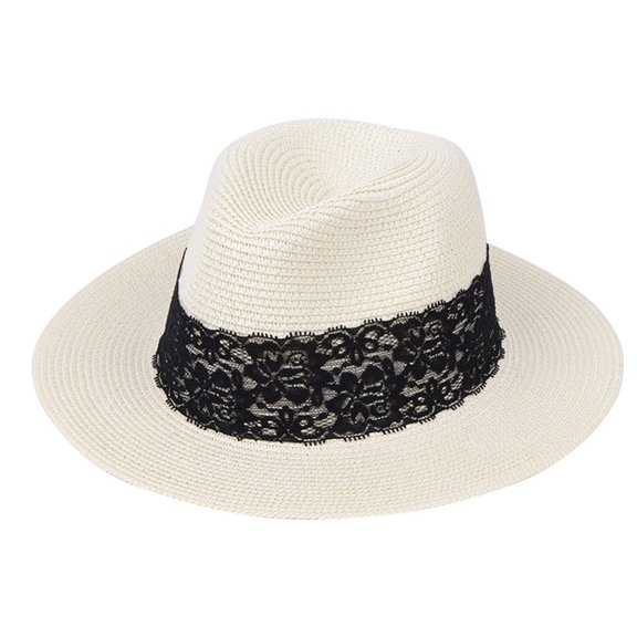 Aunavey Womens UPF 50+ Wide Brim Panama Straw Hat Foldable Fedora Beach Sun Hat