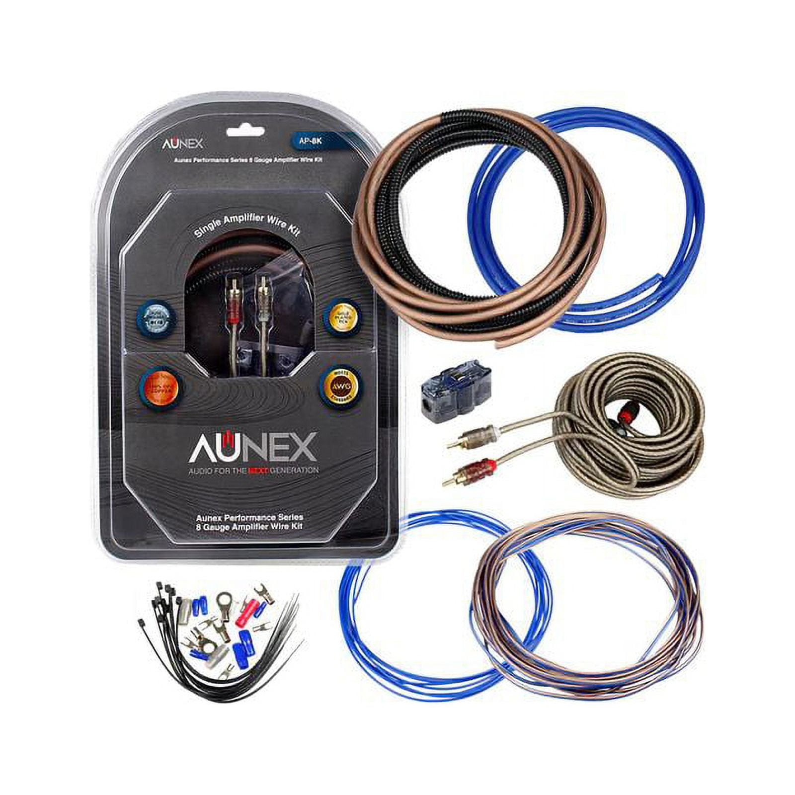 Aunex AP-8K 8 Gauge Complete Amplifier Wiring Kit 100