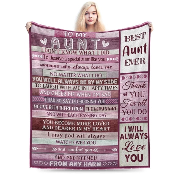 Aunt Appreciation Gift Blanket, Birthday Christmas Loving Message Throw, Best Aunt Ever Soft Cozy Plush Home Decor 50x40