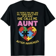 Aunt Autism Awareness Shirt Girl Piece Of My Heart Auntie T-Shirt
