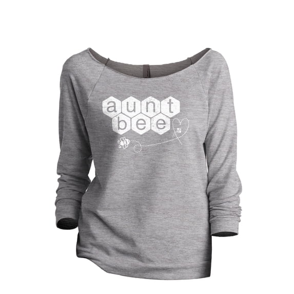 Aunt Bee Women's Fashion Slouchy 3/4 Sleeves Raglan Lightweight Sweatshirt Sport Grey Large