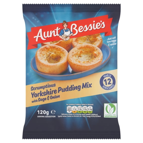 Aunt Bessie's Yorkshire Pudding Mix with Sage & Onion 120g, Imported from Britain