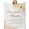 thumbnail image 1 of Aunt Birthday Gift Throw Blankets 60 x 50 Inch, Birthday Gift for Auntie from Niece, Happy Birthday Auntie Gifts, Birthday Gifts for Aunt from Nephew, Auntie Birthday Gifts, 1 of 6