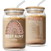 Aunt Birthday Gifts Ideas - Best Aunt Ever Gifts, Mother s Day Gifts for Aunt Auntie from Niece, Funny Gifts for New Aunt, 16 Oz Can Glass