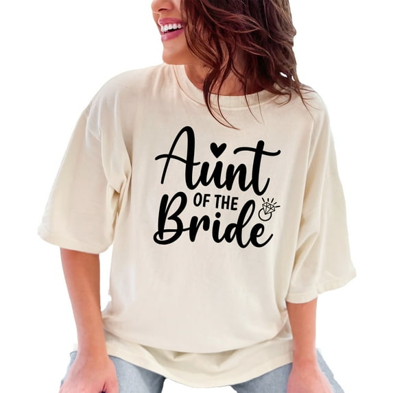 Aunt of the Bride T-Shirt, Bridal Party Gift, Wedding Celebration Shirt, Bachelorette Party Tee, Bride Team Shirt, Wedding Tee, Ivory Comfort Colors T-Shirt, Medium