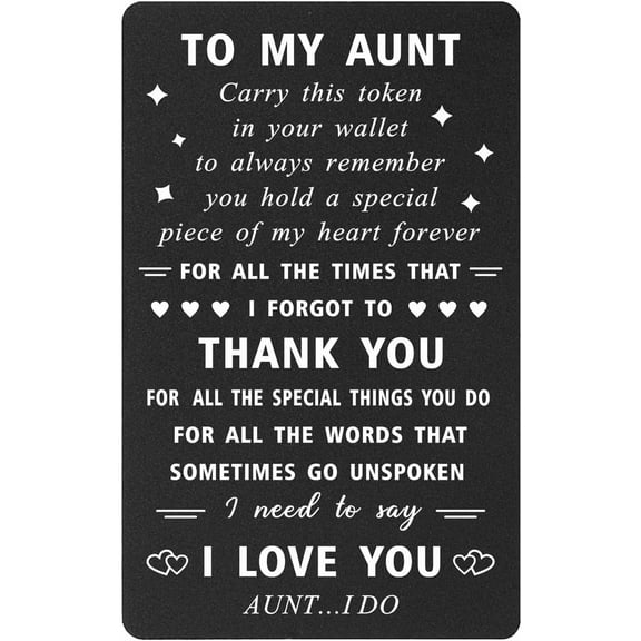 Aunt Christmas Cards, Thank You Gifts for Birthday Mothers Day Anniversary, Metal Engraved