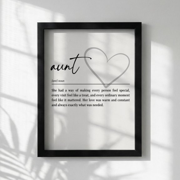 Aunt Definition Heart Wall Art Sentimental Minimalist Typography Motivational Office Home Decor Unframed Paper Print