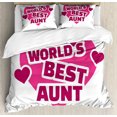 thumbnail image 1 of Aunt Duvet Cover Set, World's Best Aunt Lettering on a Heart Show Your Love to Family, Decorative 3 Piece Bedding Set with 2 Pillow Shams, King Size, Raspberry Hot Pink, by Ambesonne, 1 of 3