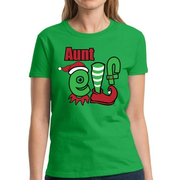 Aunt Elf Family Christmas Print for Her Christmas Shirt for Women - S M L XL 2XL 3XL Xmas Graphic Tee - Holiday Tee Christmas Shirts Ladies Top Gift