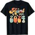 thumbnail image 1 of Aunt Est 2024 Retro Groovy Design Promoted To Aunt T-Shirt, 1 of 4