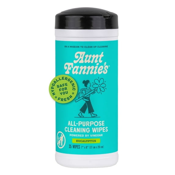 Aunt Fannie’s Natural Cleaning Vinegar Wipes, Eucalyptus, 35 Count