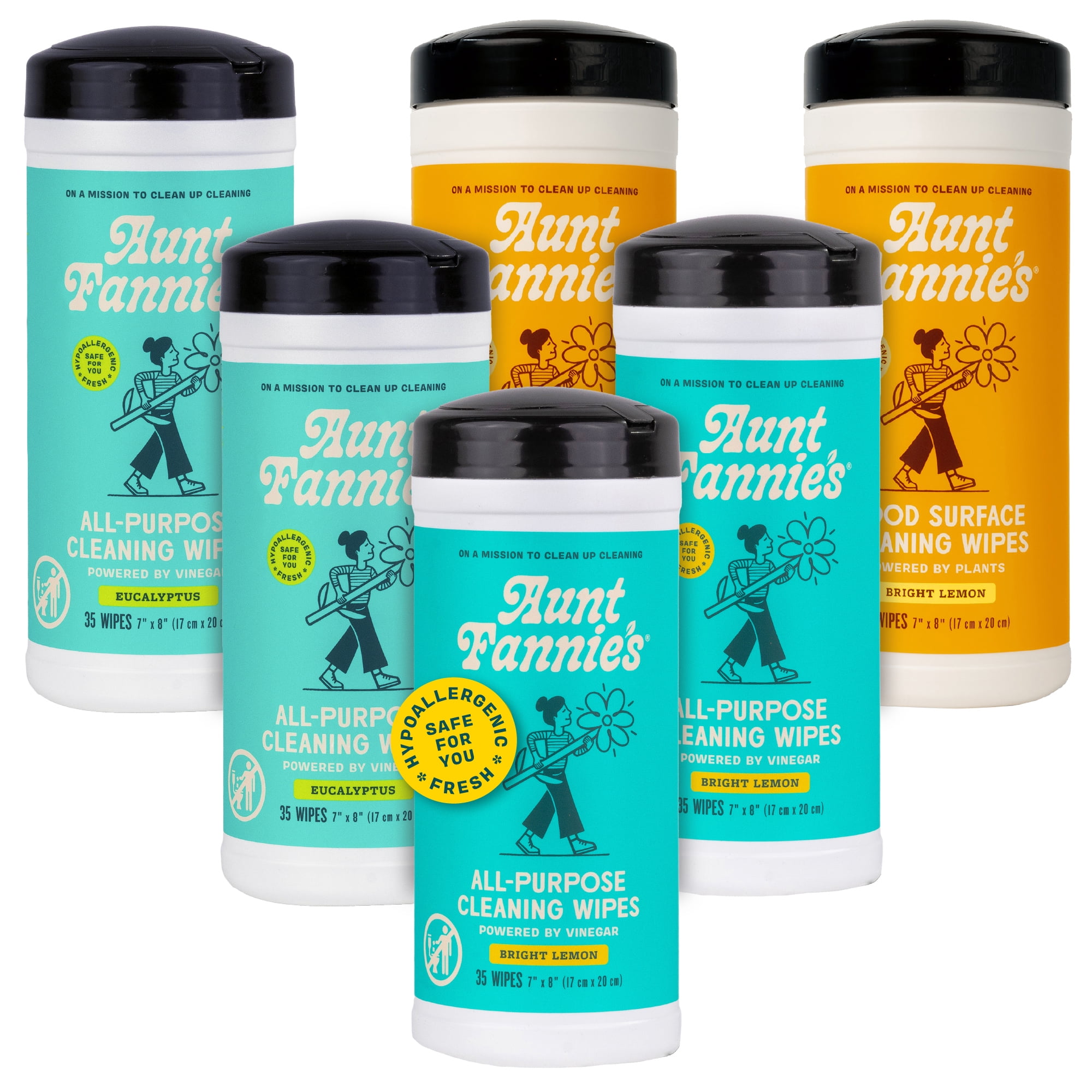 Aunt Fannie's Natural Cleaning Wipes Variety Pack, Multipurpose Surface