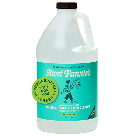 Aunt Fannie's Ultra Concentrated Floor Cleaner Vinegar Wash, Multi-Surface Solution For Mopping, Value Size, Eucalyptus Scent, 64 oz