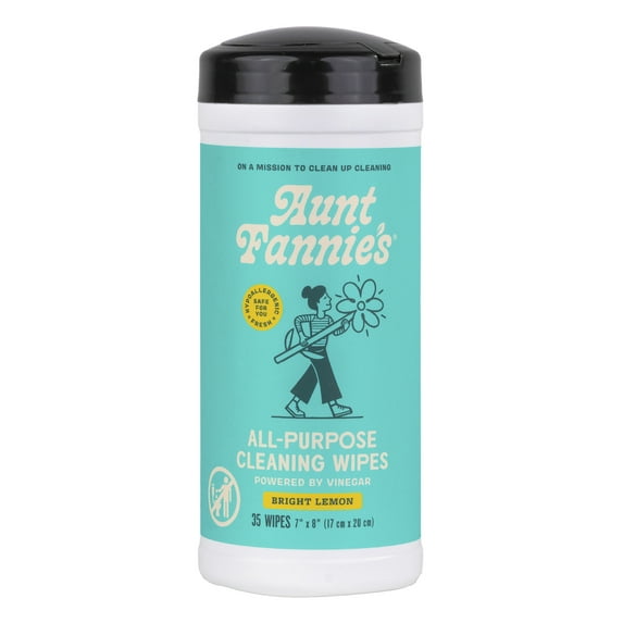 Aunt Fannie's Vinegar Cleaning Wipes, 35 Count (Bright Lemon, Single Pack)