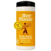 Aunt Fannie's Wood Surface Cleaning Wipes, Multipurpose Wood Surface Cleaner for Cabinets, Furniture, and Wood Floors, Lemon Scent, 35 Count (Pack of 1)