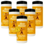 Aunt Fannies Wood Surface Cleaning Wipes, Multipurpose Wood Surface Cleaner for Cabinets, Furniture, and Wood Floors, Lemon Scent, 35 Count Pack of 6