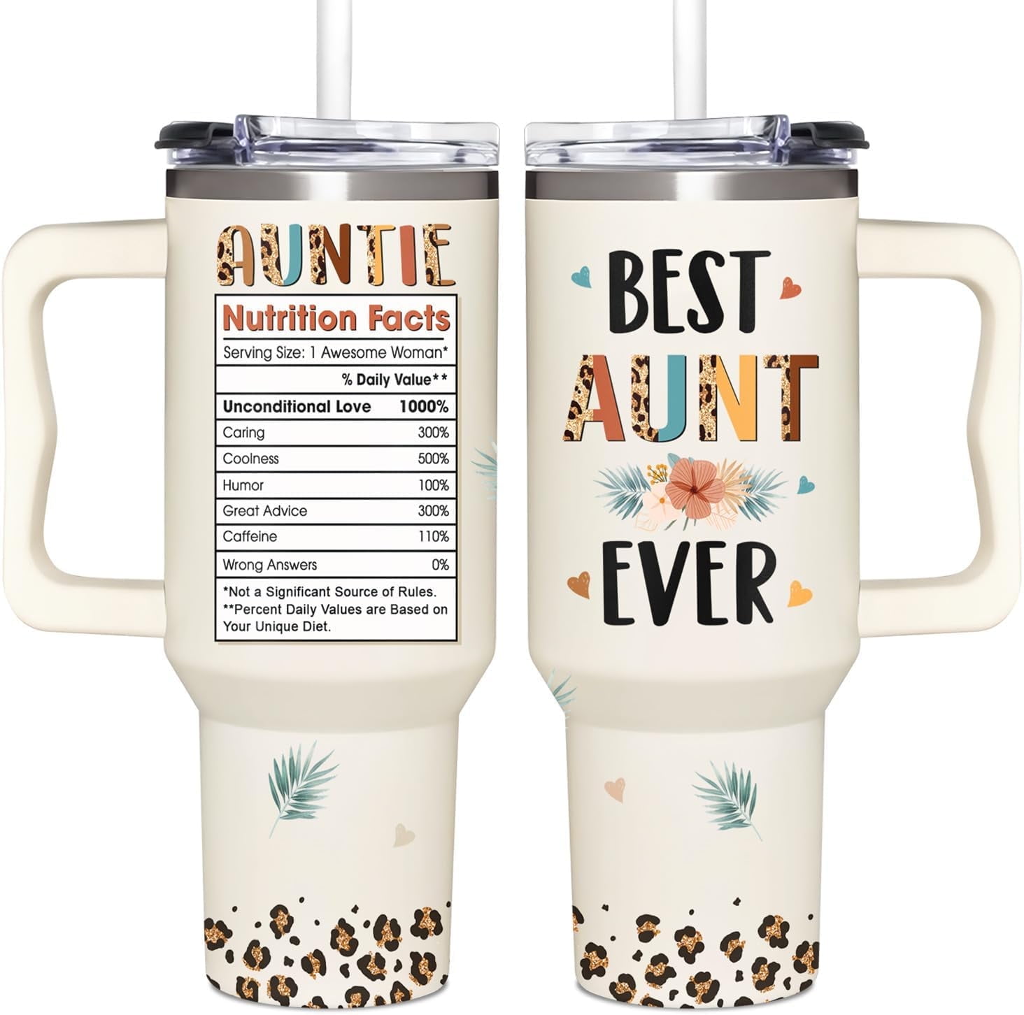 Aunt Gifts - 40oz Tumbler With Handle & Straw - Perfect for Christmas, Birthdays, Mother's Day