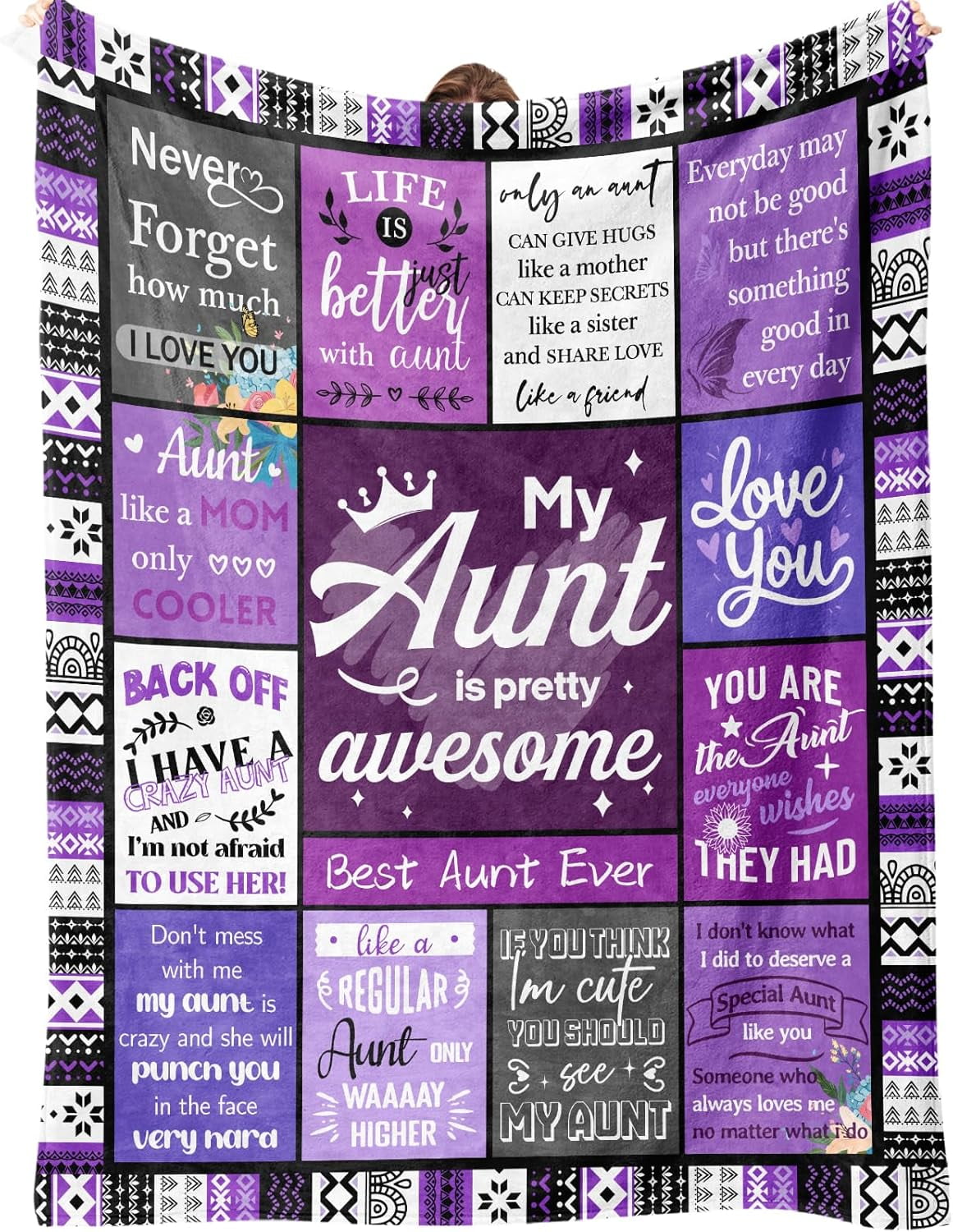 Aunt Gifts, Auntie Gift Ideas, Gifts for Aunt from Niece/Nephew, Auntie Birthday Gift, Soft Throw Blankets