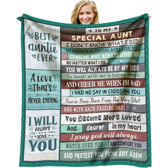 Aunt Gifts - Best Aunt Ever Gifts for Mothers Day - Aunt Gifts from Niece Flannel Throw Blanket 60 x 50 inch - Gifts for Aunt from Nephew - Aunt Birthday Gift - Best Aunt Gift Blanket from Niece